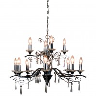 Oriel Lighting-DIAZ 12 LIGHT Modern Chrome and Crystal Chandeleir 